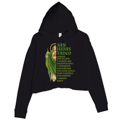 San Judas Tadeo Con OracióN Crop Fleece Hoodie