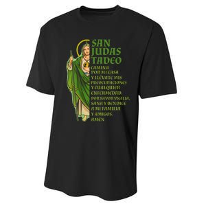 San Judas Tadeo Con OracióN Performance Sprint T-Shirt