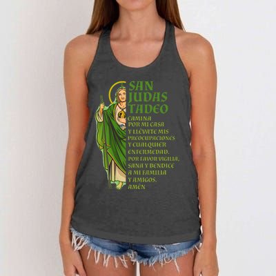 San Judas Tadeo Con OracióN Women's Knotted Racerback Tank