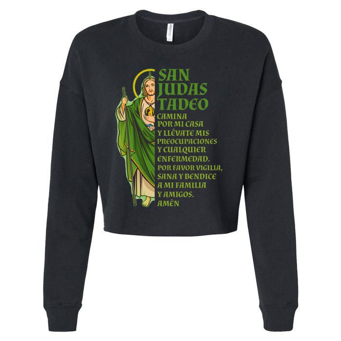 San Judas Tadeo Con OracióN Cropped Pullover Crew