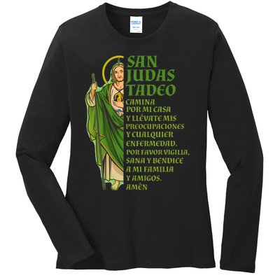 San Judas Tadeo Con OracióN Ladies Long Sleeve Shirt