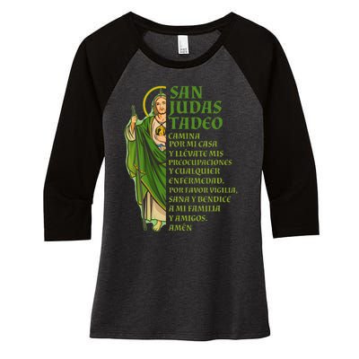 San Judas Tadeo Con OracióN Women's Tri-Blend 3/4-Sleeve Raglan Shirt