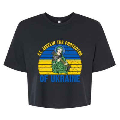 Saint Javelin The Protector Of Ukraine Ukrainian Flag Bella+Canvas Jersey Crop Tee