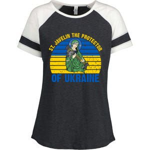 Saint Javelin The Protector Of Ukraine Ukrainian Flag Enza Ladies Jersey Colorblock Tee