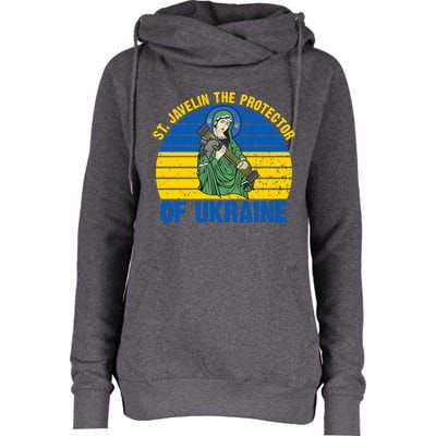 Saint Javelin The Protector Of Ukraine Ukrainian Flag Womens Funnel Neck Pullover Hood