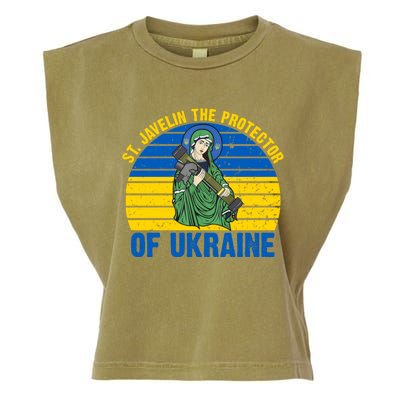 Saint Javelin The Protector Of Ukraine Ukrainian Flag Garment-Dyed Women's Muscle Tee