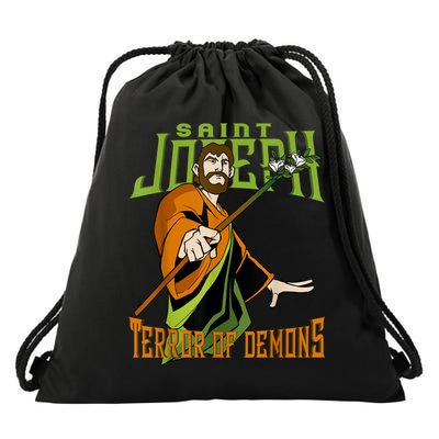 St Joseph Terror Of Demons Consecration 2021 Catholic Saint Drawstring Bag