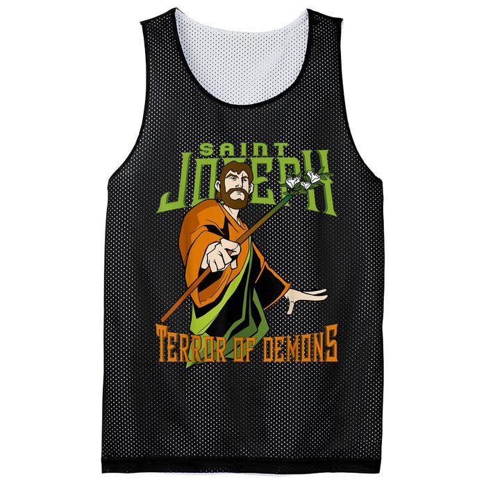 St Joseph Terror Of Demons Consecration 2021 Catholic Saint Mesh Reversible Basketball Jersey Tank