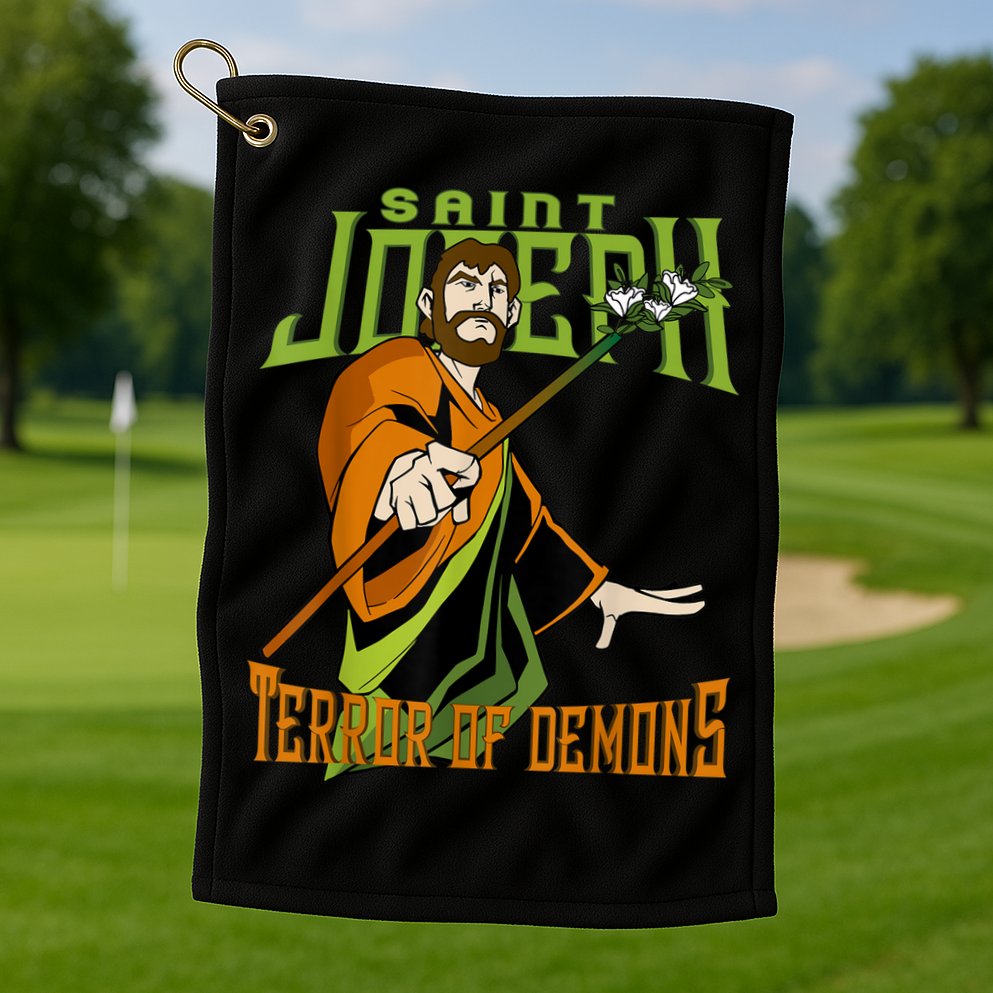 St Joseph Terror Of Demons Consecration 2021 Catholic Saint Golf Towel