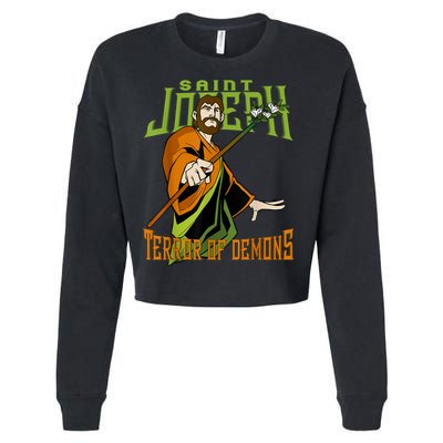 St Joseph Terror Of Demons Consecration 2021 Catholic Saint Cropped Pullover Crew