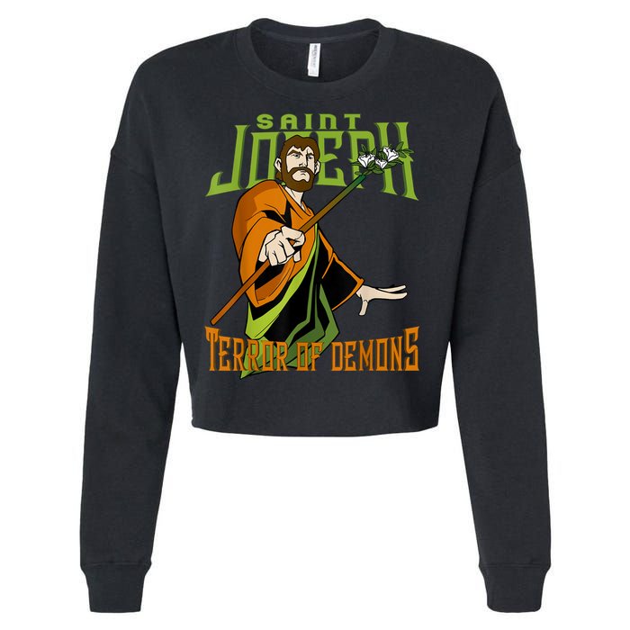 St Joseph Terror Of Demons Consecration 2021 Catholic Saint Cropped Pullover Crew