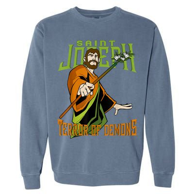 St Joseph Terror Of Demons Consecration 2021 Catholic Saint Garment-Dyed Sweatshirt