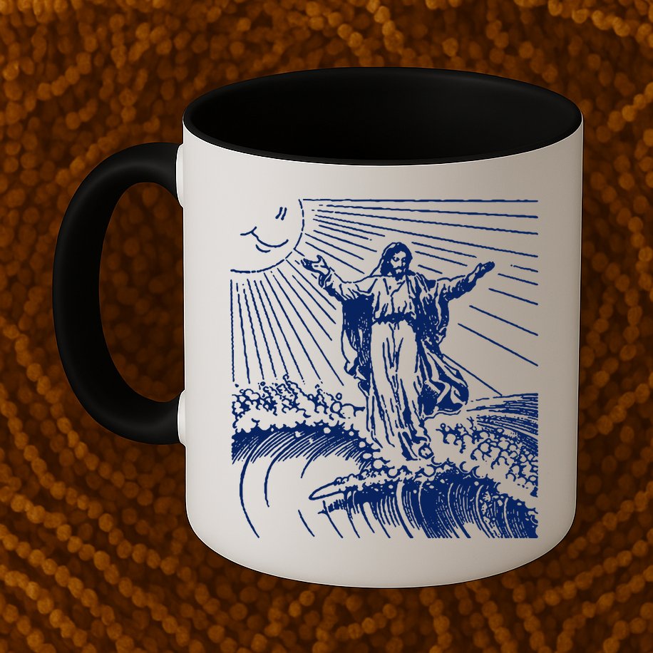 Surfing Jesus T Shirt Vintage Surfing T Shirt Surf Jesus Shirt 80s Surfer Tees Mug