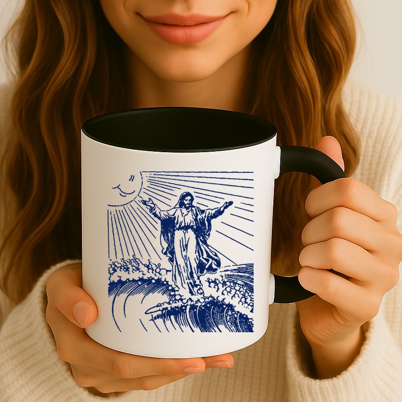 Surfing Jesus T Shirt Vintage Surfing T Shirt Surf Jesus Shirt 80s Surfer Tees Mug