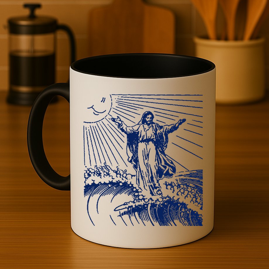 Surfing Jesus T Shirt Vintage Surfing T Shirt Surf Jesus Shirt 80s Surfer Tees Mug