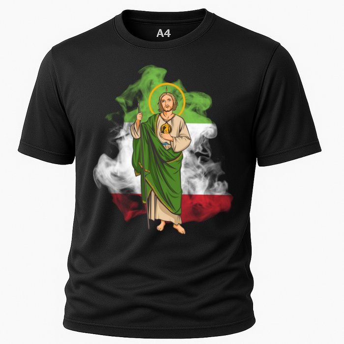 San Judas Tadeo con Bandera de México Cooling Performance Crew T-Shirt