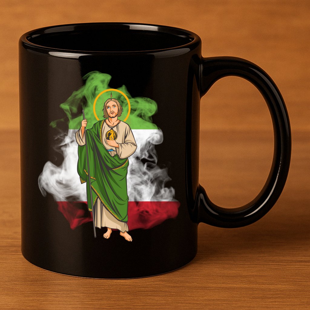 San Judas Tadeo con Bandera de México 11oz C Handle Ceramic Mug