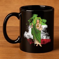 San Judas Tadeo con Bandera de México 11oz C Handle Ceramic Mug