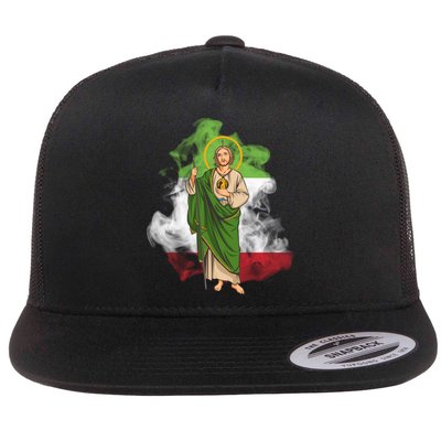 San Judas Tadeo con Bandera de México Flatbill Hat