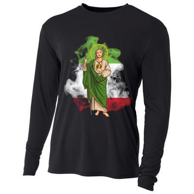 San Judas Tadeo con Bandera de México Cooling Performance Long Sleeve Crew