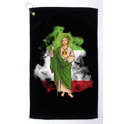 San Judas Tadeo con Bandera de México Golf Towel