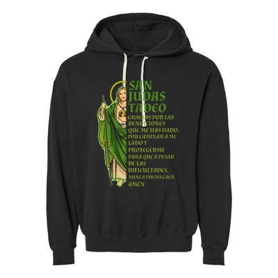 San Judas Tadeo gracias por protegerme Garment-Dyed Fleece Hoodie