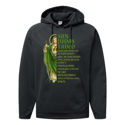 San Judas Tadeo gracias por protegerme Performance Fleece Hoodie