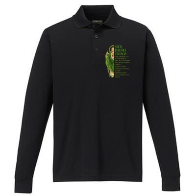 San Judas Tadeo gracias por protegerme Performance Long Sleeve Polo