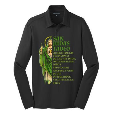 San Judas Tadeo gracias por protegerme Silk Touch Performance Long Sleeve Polo