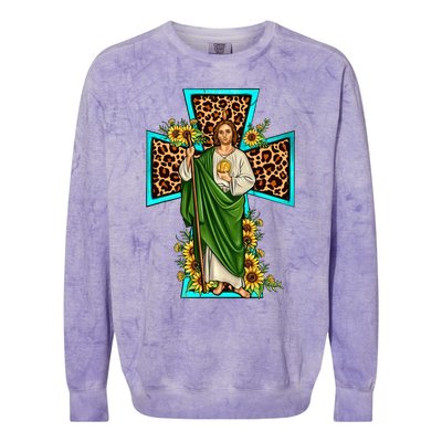 San Judas Tadeo Saint Jude Thaddeus Colorblast Crewneck Sweatshirt