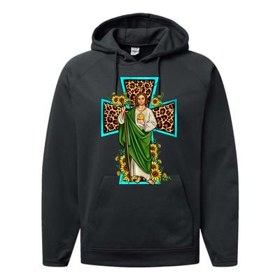 San Judas Tadeo Saint Jude Thaddeus Performance Fleece Hoodie