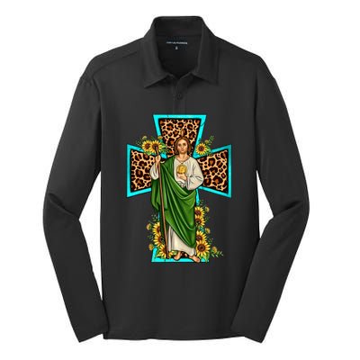 San Judas Tadeo Saint Jude Thaddeus Silk Touch Performance Long Sleeve Polo