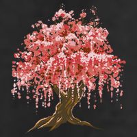 Sakura Japanese Tree Art 7 Panel Mesh Trucker Snapback Hat