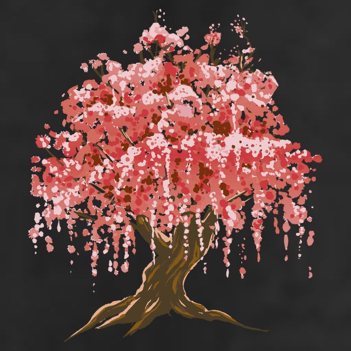 Sakura Japanese Tree Art 7 Panel Mesh Trucker Snapback Hat
