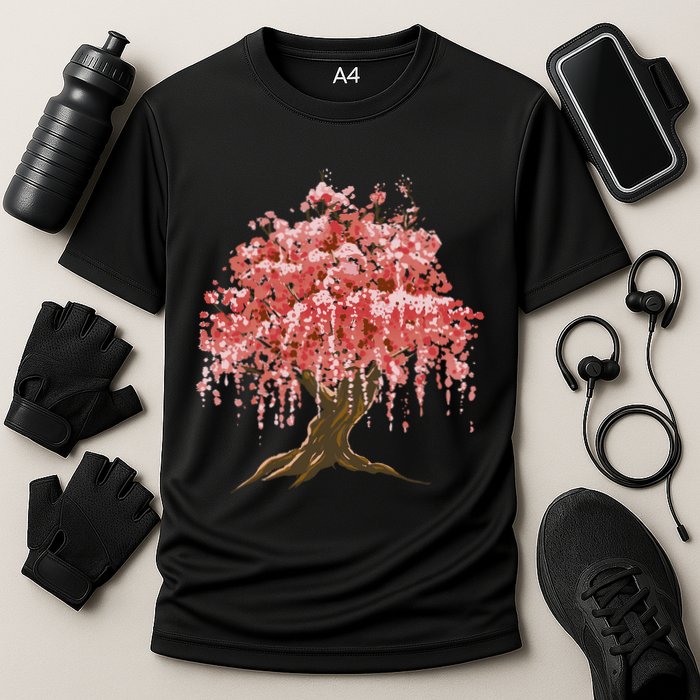Sakura Japanese Tree Art Cooling Performance Crew T-Shirt