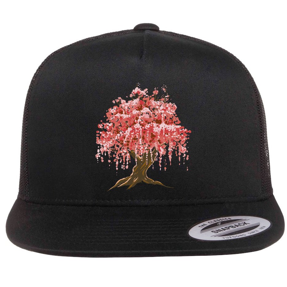 Sakura Japanese Tree Art Flat Bill Trucker Hat