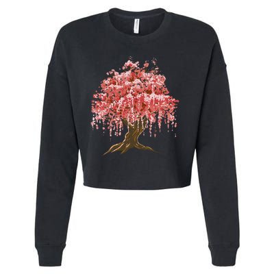 Sakura Japanese Tree Art Cropped Pullover Crew