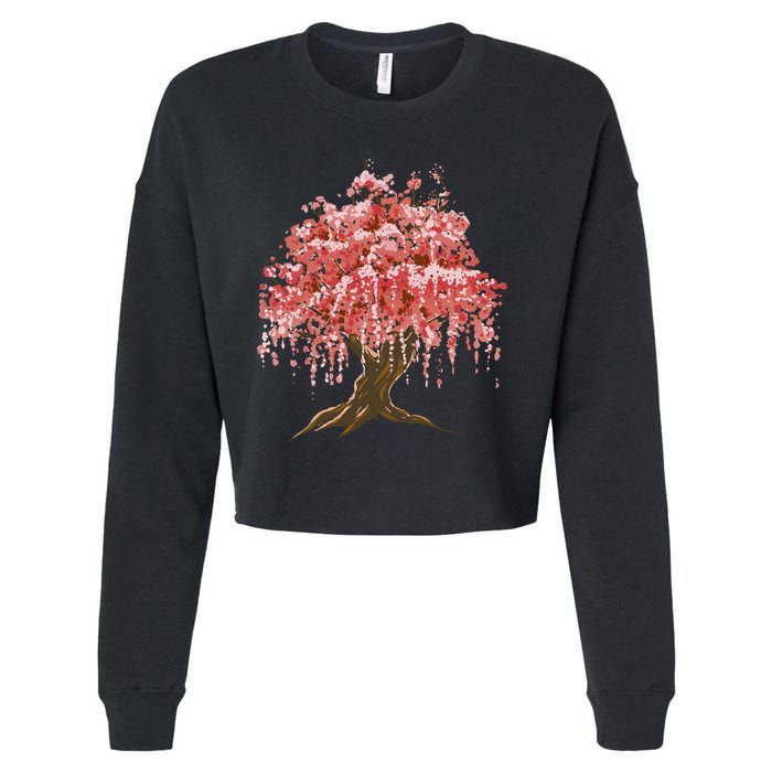 Sakura Japanese Tree Art Cropped Pullover Crew