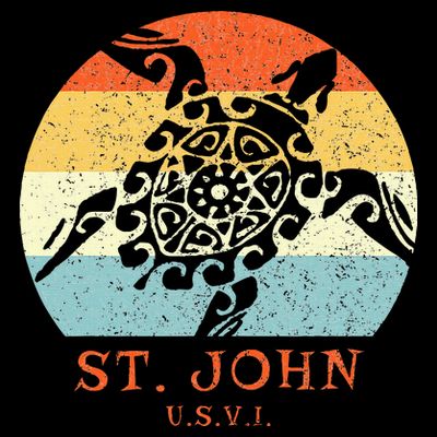 St. John Usvi Vintage Retro Tribal Turtle Vacation T-Shirt