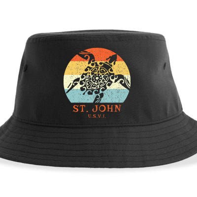 St. John Usvi Vintage Retro Tribal Turtle Vacation Sustainable Bucket Hat