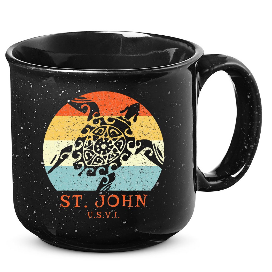 St. John Usvi Vintage Retro Tribal Turtle Vacation 15oz Campfire Ceramic Mug