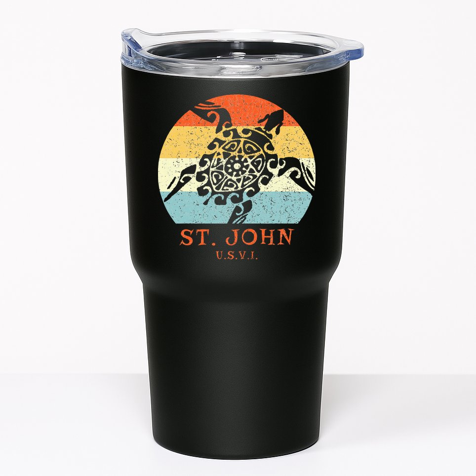 St. John Usvi Vintage Retro Tribal Turtle Vacation Tumbler