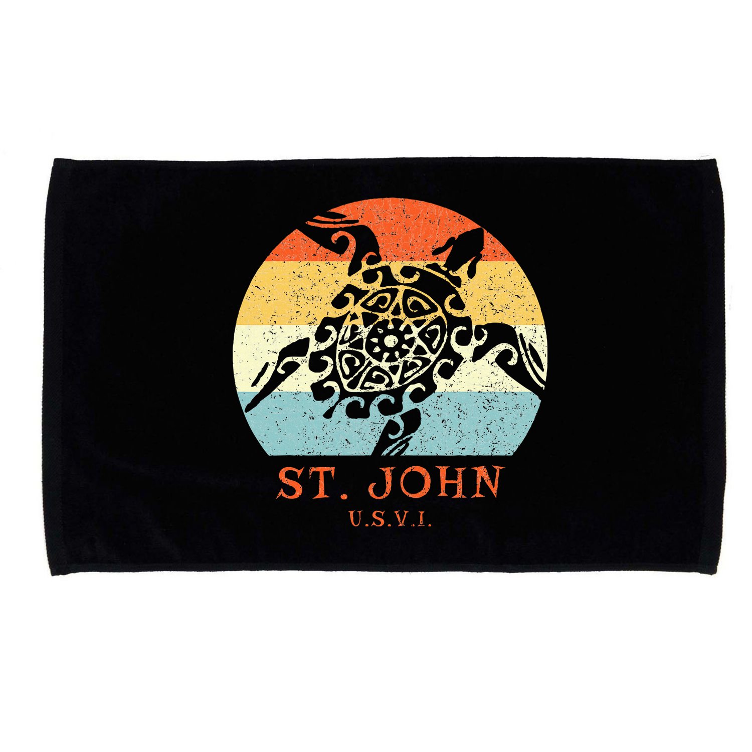 St. John Usvi Vintage Retro Tribal Turtle Vacation Microfiber Hand Towel