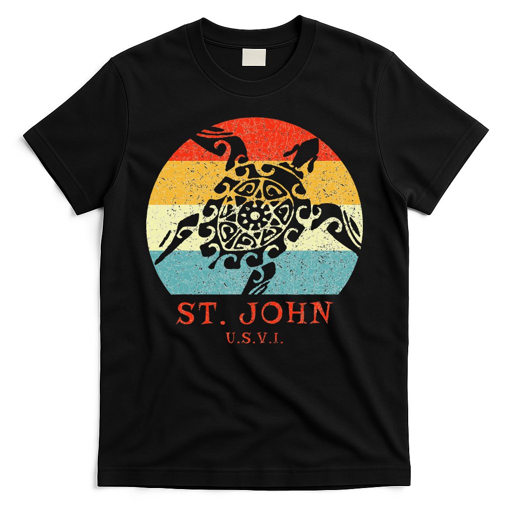 St. John Usvi Vintage Retro Tribal Turtle Vacation T-Shirt