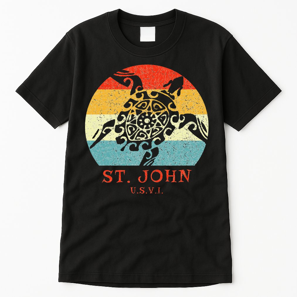 St. John Usvi Vintage Retro Tribal Turtle Vacation Tall T-Shirt