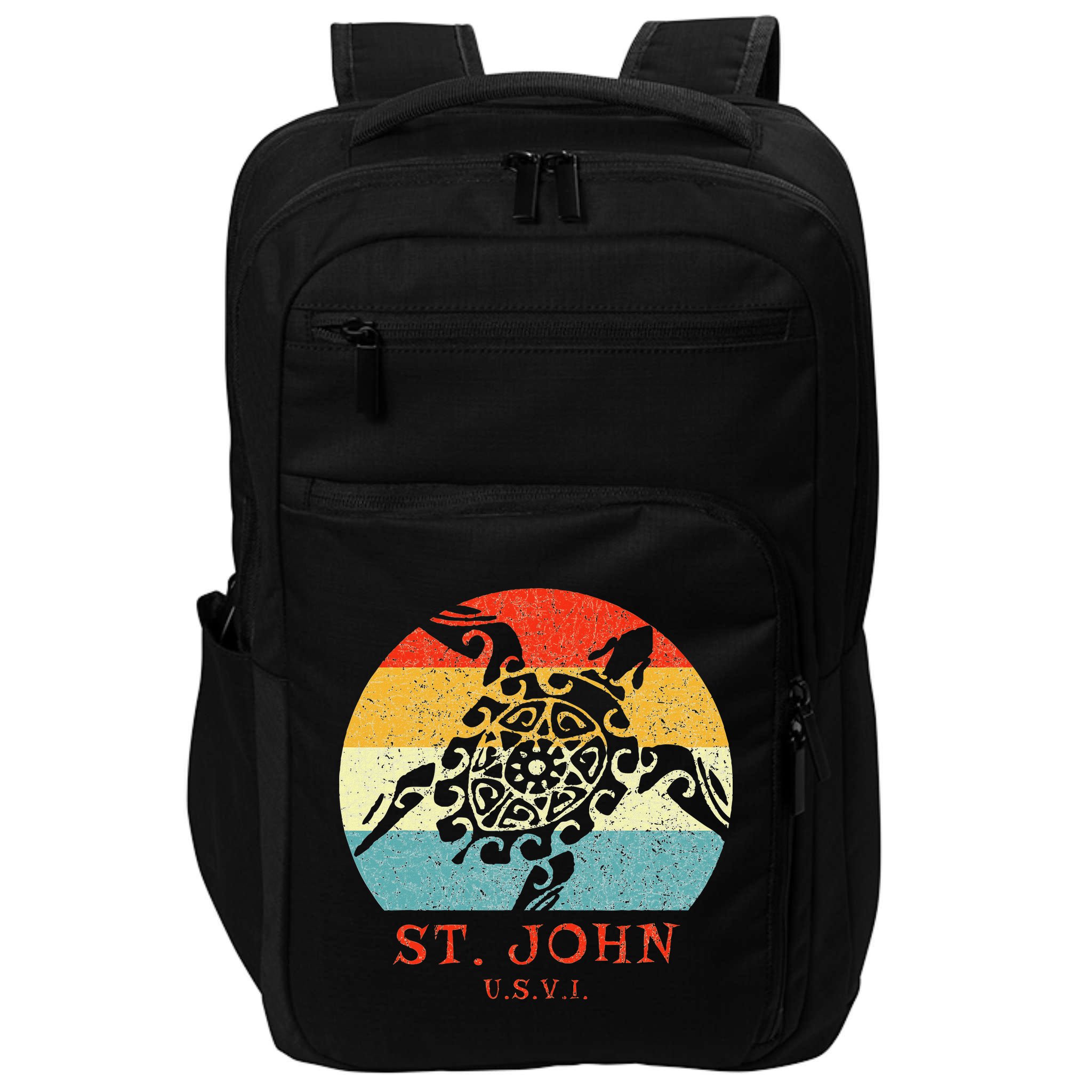 St. John Usvi Vintage Retro Tribal Turtle Vacation Impact Tech Backpack