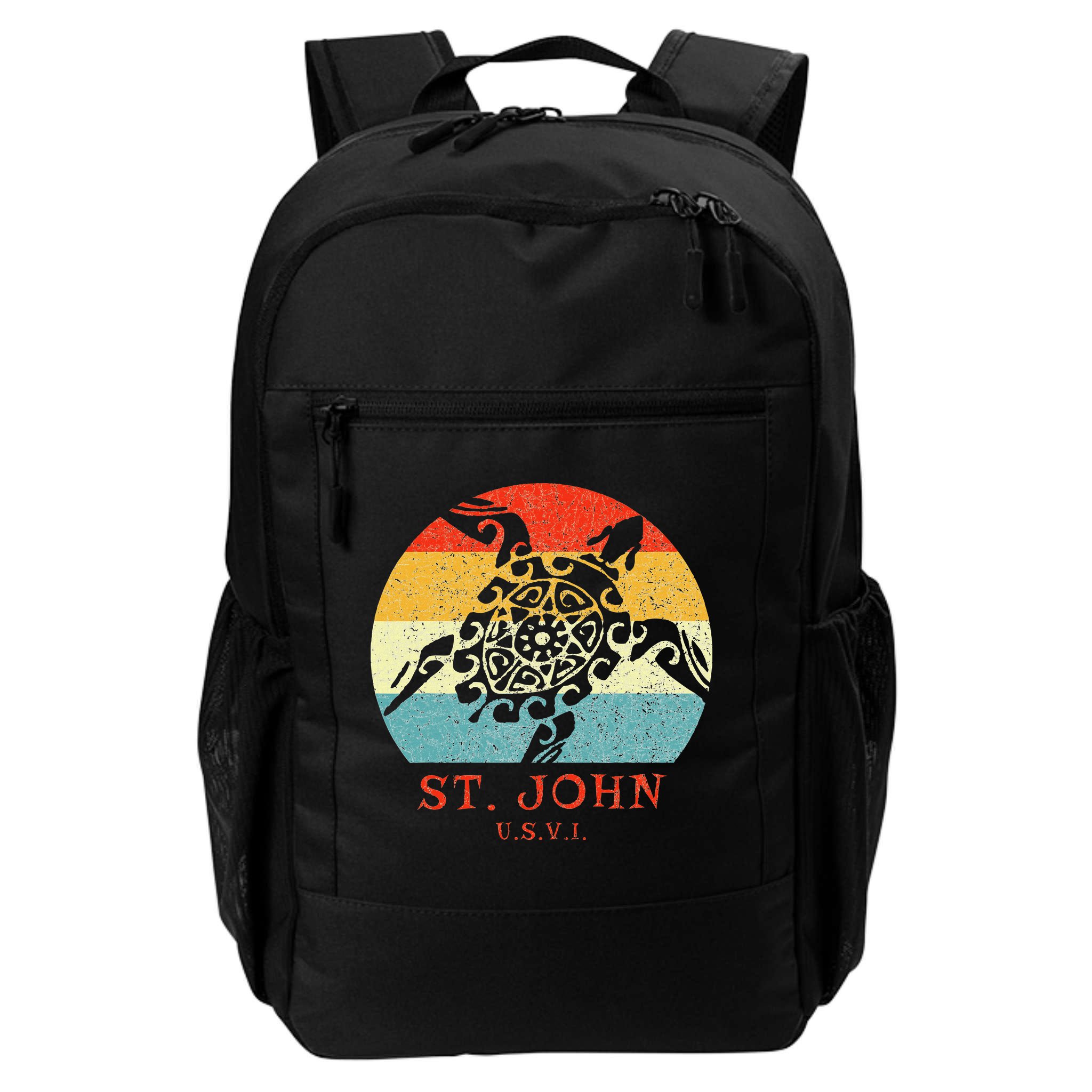St. John Usvi Vintage Retro Tribal Turtle Vacation Backpack