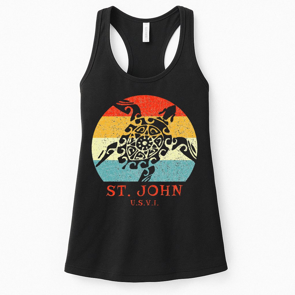St. John Usvi Vintage Retro Tribal Turtle Vacation Womens Tank Top