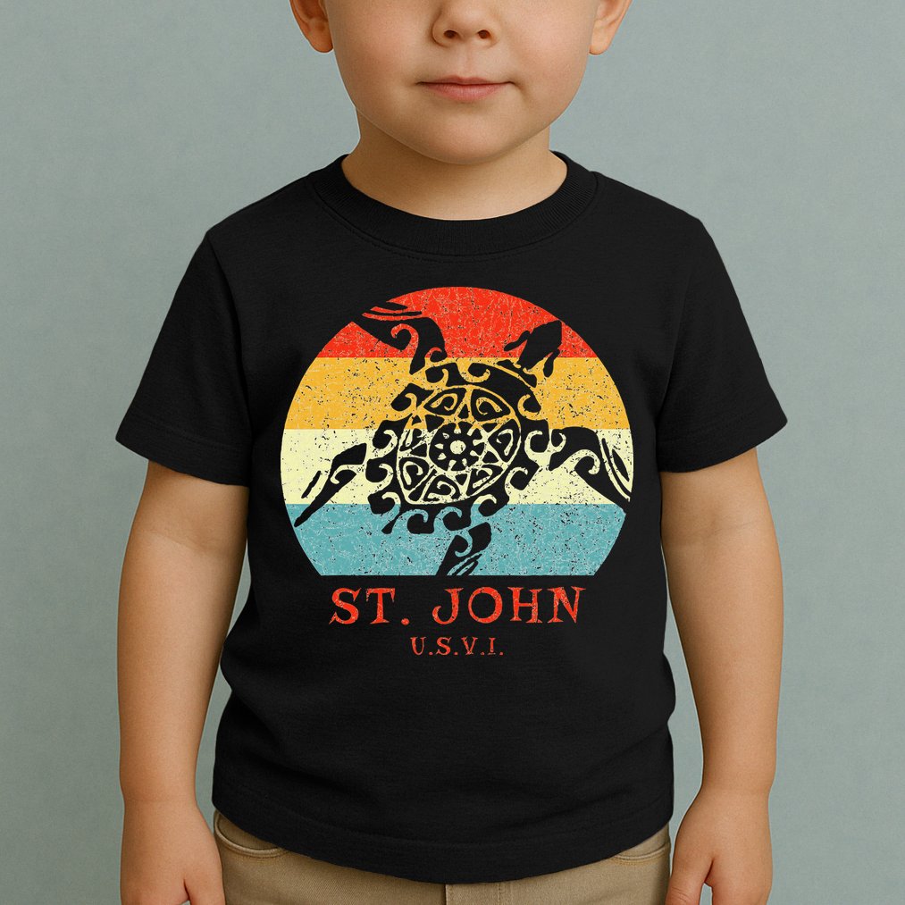 St. John Usvi Vintage Retro Tribal Turtle Vacation Toddler T-Shirt