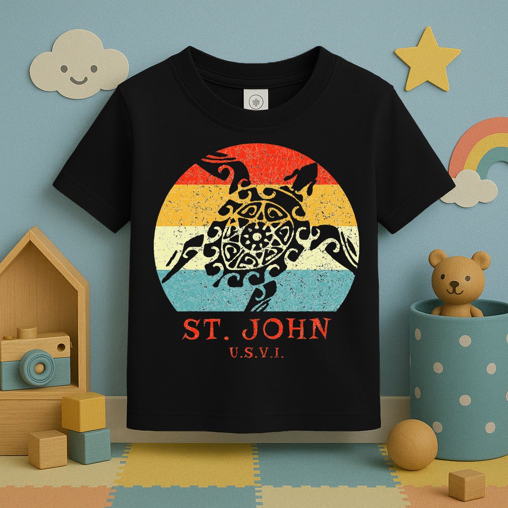 St. John Usvi Vintage Retro Tribal Turtle Vacation Toddler T-Shirt
